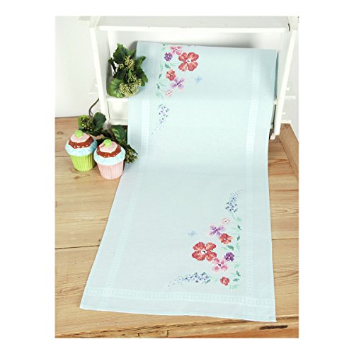 Vervaco Embroidery: Runner: Summer Flower, 100% Cotton, Multi-Colour, 40 x 2 x 20 cm