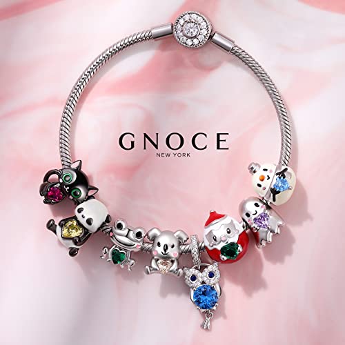 GNOCE Cute Frog Embraces Heart Gemstone Charm Bead Sterling Silver Fit Bracelet Jewelry Gift For Women Wife …4