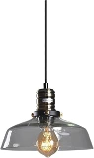 Clear Dome Glass Pendant Light American Style E26/E27 Base Adjustable Cord Modern Retro Hanging Lamp for Kitchen Island Dining Room Bedroom Living Room(A)
