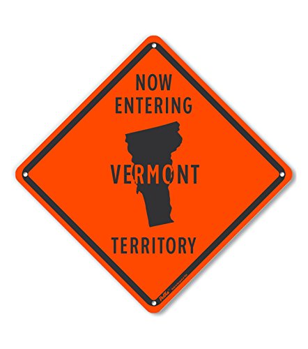Panneau aluminium Now Entering Vermont Territory plaque signalisation orange