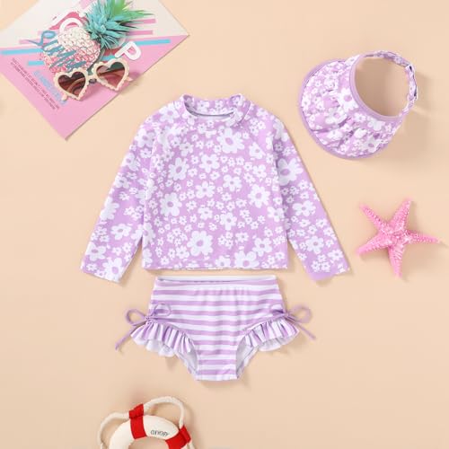 image for YOUNGER TREE Toddler Baby Girls Swimsuit Long Sleeve Bathing Suit Rash