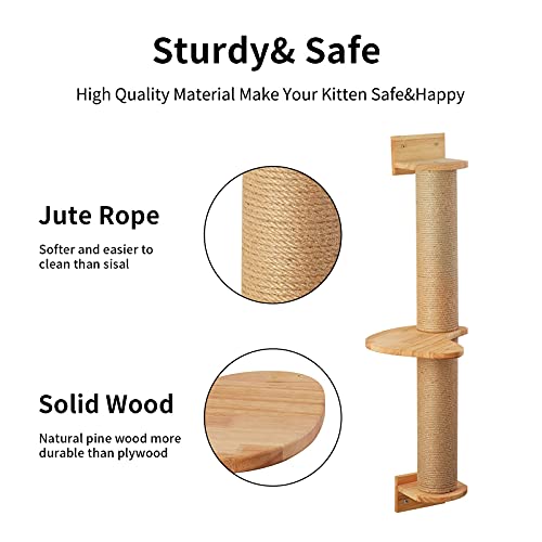 Fukumaru Cat Activity Tree With Scratching Posts, Wall Mounted Jute Scratcher Pine Hammock (Cat Activity Tree-Updated) #TOP2
