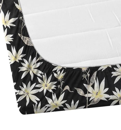 Image of DECORUM Glace Cotton Fitted 1 Bedsheet King Size (72 inchx78 inch) | All Around Elastic | Cotton Feel | 2 Pillow Covers (17 inchx27 inch) | Fits Up to 8 inch Mattress | 200-220 TC | Printed Double Bed Sheet Set