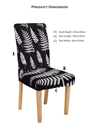 Image of Cortina Dining Chair Slipcovers | Protection Chair Covers | Leaf Print, Removable, Washable | Universal Fit Super Soft Stretchy Polyester Spandex | Hotel, Marriage, Wedding | Pack of 6, Black 1