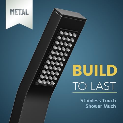 Shineforu 10 Inch Metal Rain Shower Heads with Handheld Spray Combo, Dual Shower Head with Adjustable Slide Bar and Stainless Steel Hose, Height Adjustable, Matte Black - image 7