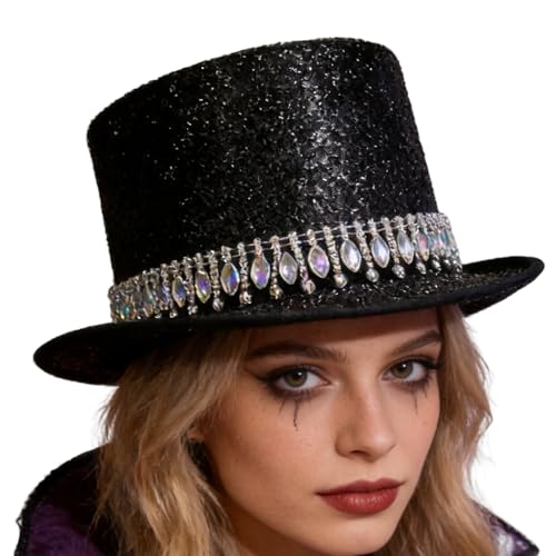 Chapeau cylindrique brillant pour illuminer vos soirées et bals masqués