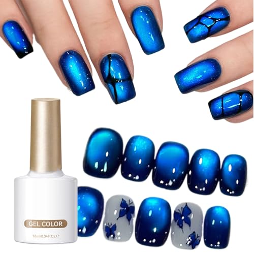 Esmalte de Uñas Gel Azul - Base Magnética Brillante De Secado Rápido 10 Mililitros - Esmalte De Uñas Azul | para Adolescentes, Familias, Damas, Novias, Principiantes, Manicura, Fiesta, Viaje, Escenari