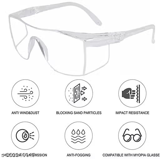 Image of Safety Glasses for Men & Women - Clear Anti-Fog, Anti-Scratch Goggles for Bike, Lab, Construction & Industrial Use. (2)