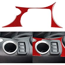 NVCNX Real Premium Carbon Fiber Center Console Armrest Gear Water Cup Holder Panel Frame Cover Interior Trim Compatible with Nissan 370Z Z34 20092020 Accessories Red