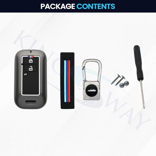 Image of KINGSWAY Maruti Suzuki Car Key Cover and Keychain Perfect Shape and Compatible with 3 Buttons Smart Key of All Maruti Suzuki Cars, Remote Key Shell, Car Key Chain Cover, 360 Protection, Gunmetal Grey