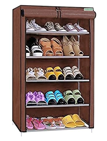 FLIPZON Multipurpose 5 Shelves Shoe Rack with Zip Door Cover Side Pockets