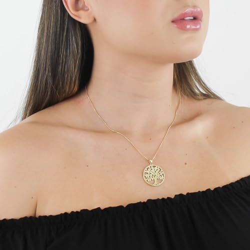 Colar Arvore da Vida Pedras Zirconias Semi Joias Banhado Ouro 18k