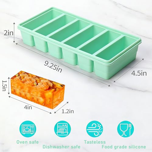 Image of 1 /2 Cup Covered Silicone Freezer Tray, 2-Piece Set Of Silicone Freezer Molds, Used For Preparing And Freezing Various Sauces And Other Dishes, Making 12 Portions Cube