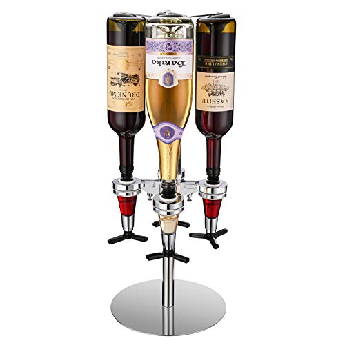 4-Bottle Revolving Liquor Dispenser Rotating Bartender Alcohol Carousel Dispenser Bar Caddy Shot Dispenser for Liquor Bottles Beverage Liquor Whiskey Holder (4-Bottle Revolving)