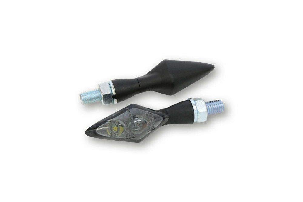 Highsider 203-284 LED-Blinker/Positionsleuchte PEN HEAD DOUBLE, schwarzes Metallgehäuse, getöntes Glas, Paar, E-geprüft.