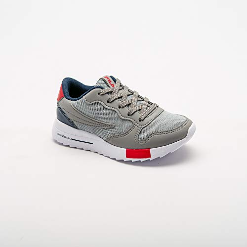 Tênis Euro Jogger Sport, Fila, Criança Unissex, Cinza/Vermelho/Marinho, 28