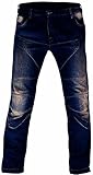  Juicy Trendz de Protection Moto Pantalon Jeans Renforcé avec Protection Aramide Doublure S017, Bleu, W34-L30