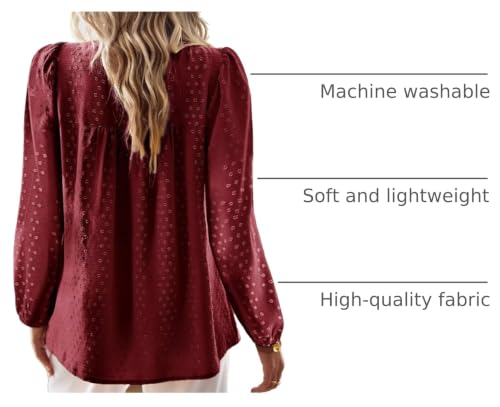 Image of Falechay Womens Tops Flowy Boho Dressy Casual Lace Cute Long Sleeve Shirts
