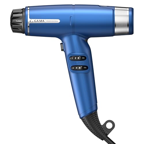 Gama Professional Italy Secador De Cabelo Iq Lite, Perfetto, Da Itália, Ultraleve, 10,5 Oz, Motor Sem Escovas 110.000 Rpm, Tecnologia Turbo Venturi, Oxy-Active (Azul)