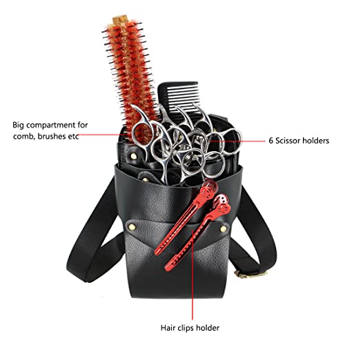 aolaso Friseur scherentasche Leder, friseur Werkzeugtasche Salon Barber Friseurschere Holster für Kamm mit verstellbarem Schultergurt