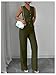 SOLY HUX Women's 2 Piece Outfits V Neck Button Down Vest Tops and High Waisted Pants Set Office Work Suit Solid Army Green Medium