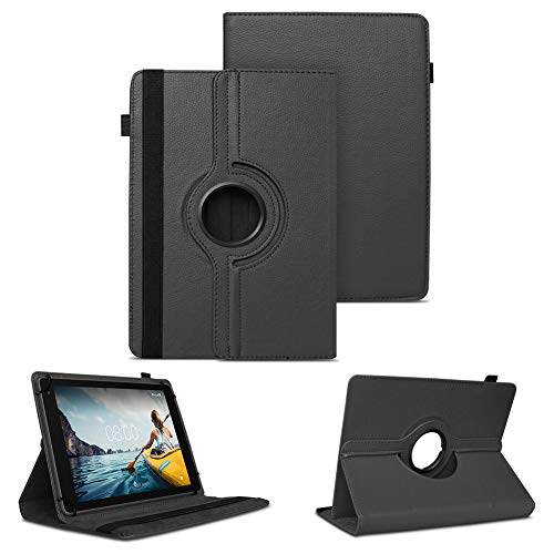 NAUC Tablet Hülle kompatibel für Medion Lifetab E10802 Tasche Schutzhülle Schutztasche Cover Schutz Case 360 Drehbar, Farben:Schwarz