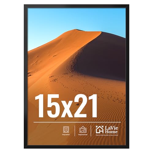 LaVie Home 15x21 Picture Frame for Wall Display, 15x21 Black Picture Frame with HD Plexiglas, 15 x 21 Poster Frame 1 Pack, Display Frame for Vertical or Horizontal, Classic Collection