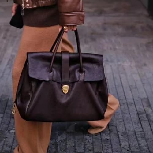 Bolso Tote de cuero para mujer grande vintage miniatura 3
