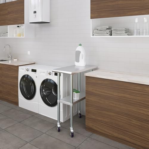 Image of AmGood 12 inch Long x 30 inch Deep Stainless Steel Table with Casters