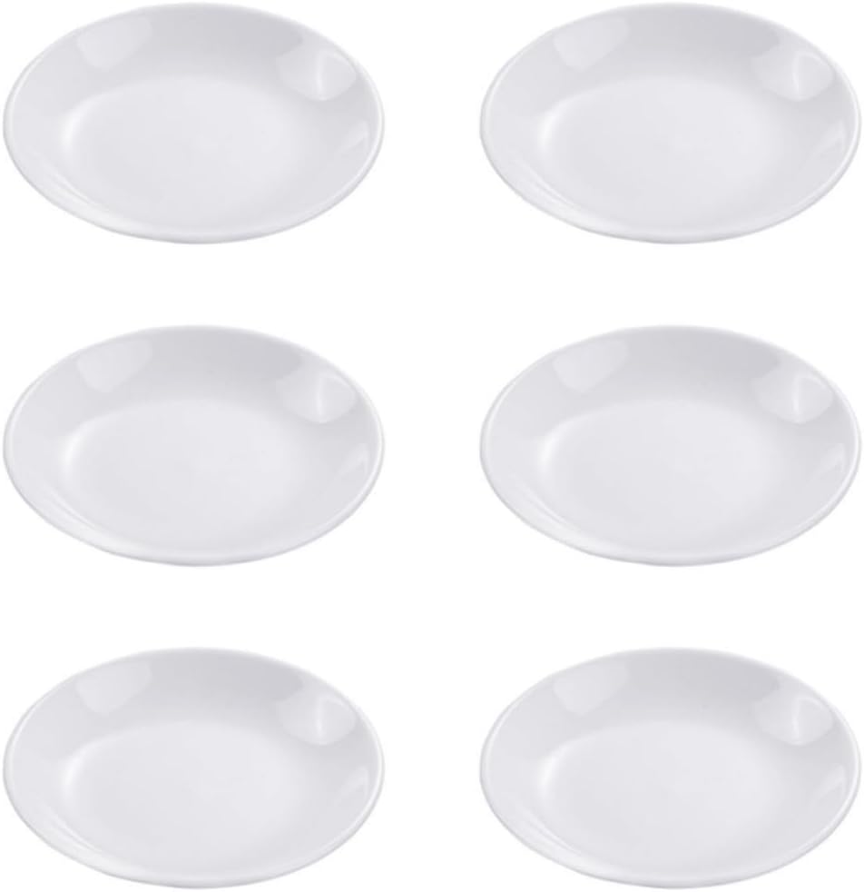 FUOYLOO 6pcs Ceramic Sauce Plates Small Light-colored Side Dishes Sturdy and Practical Tableware for Daily Use and Outdoor Camping