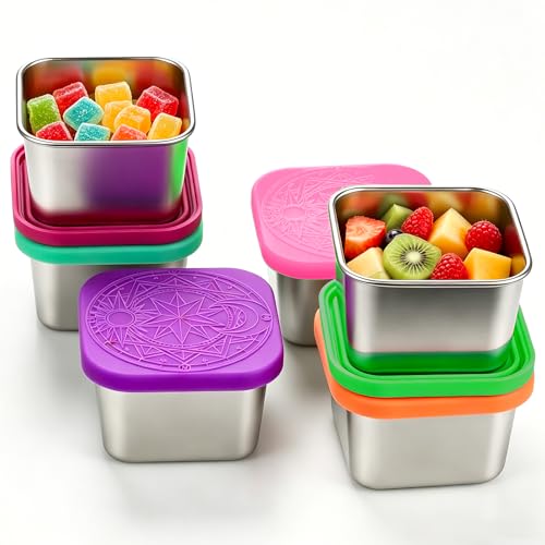 YEJZXY 6Pack 6oz Stainless Steel Snack Containers for Kids, Leak
