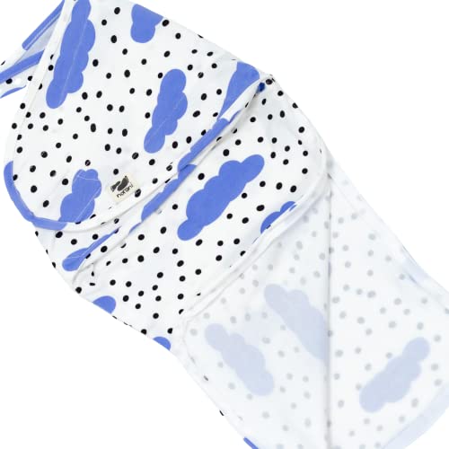 Image of Norani Baby Snugababe Swaddle Pod for Newborns | Secure Arm Inserts Prevent Escape | Easy-Zip for Diaper Changes | Clouds Print