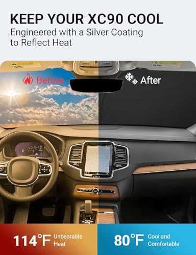 Image of Proadsy Windshield Sun Shade for Volvo XC90 2016-2025 2026 4-Layer Foldable Front Sunshade Protector Sun Visor Blocks UV Rays Keep Car Cooler