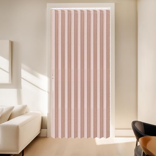 AJAZZ - 100% Blackout Accordion Door Curtain Invisible Door Curtain for Interior Doors, Front Door Curtains, Magnetic Curtains for Glass Windows (1 Pack, 44 x 78 Inch, Pink+
