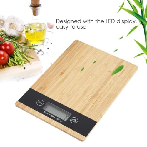 Image of Digital Food Scale,Multi-Functional Kitchen Appliance,Precise Weight Measuring and Portion Control,Baking and Cooking Made Simple,Stainless Steel Platform (Wooden Rectangle)
