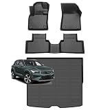 for Volvo XC40 Floor Mats 2019 2020 2021 2022 2023 2024 2025 2026(Not for Recharge), TPE Automotive All Weather Custom Car Floor Mats Cargo Liner Full Set Accessories Black