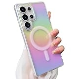SAKUULO Custodia magnetica per Samsung Galaxy S25 Ultra compatibile con Magsafe, Bling Laser iridescente fluorescente cristallo scintillante di lusso antiurto custodia protettiva per donne uomini