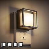 LED Night Light, DORESshop Night Lights Plug Into Wall [4 Pack] with Dusk-to-Dawn Sensor, Dimmable Nightlights, Adjustable Brightness for Bathroom, Hallway, Bedroom,Kids Room,Stairway,Soft White 3000K