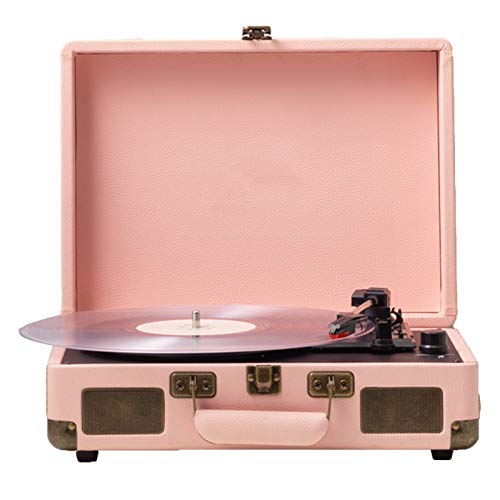 Giradischi a valigia a 3 velocità con altoparlanti Giradischi portatile in vinile con uscita audio RCA e ingresso audio AUX, supporto registrazione da 7/10/12 pollici, velocità 33/45/78 giri/min
