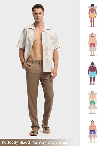 Image of Willit Men's Linen Pants Casual Linen Dress Pants Beach Summer Lightweight Trousers 28 inch 30 inch 32 inch