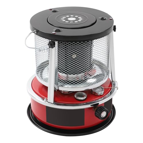 Petroleumheizer 8000 BTU, Tragbarer Heizstrahler für Draußen – Camping, Garage, Angeln & Garten – Bis zu 18h Heizdauer, Höhenverstellbar, Ohne Strom (5,2L Tank, Rot)