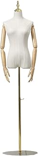 和装ボディマネキン 着付け トルソ、 衣料品店 婦人半身婦人服 洋服陳列棚、 高さ調節可能 ゴールデンラウンドベース 腕付き 安定した 3スタイル (Color : B, Size : M)