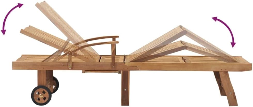 Sun Lounger with Table,Lawn Lounger,Gardens Furniture,Lounge Loungers,Pool Loungers,Deck Lounger,Party Chair,Napping Loungers,Adjustable Footrest in 4 Positions,for Lawn,Garden,Pool,Solid Teak Wood