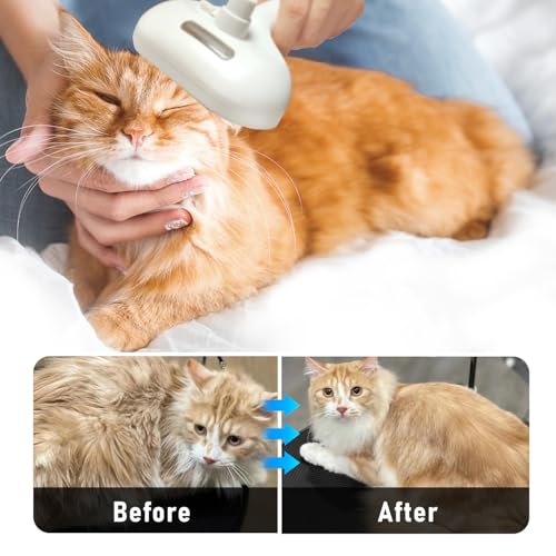 Image of 3 in 1 Cat Steam Brush,Pet Spray Hair Removal Comb for Shedding & Grooming, Water Brush for Cats Dogs Small Animals Long Short Haired with One-Click Release Button