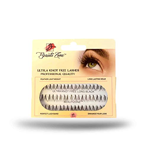 BZ Ultra Knot Free Eyelash Extensions, Individual Eyelashes, Natural Looking False Lashes Eyelashes Cluster, Short/Medium/Long (LONG 12MM)