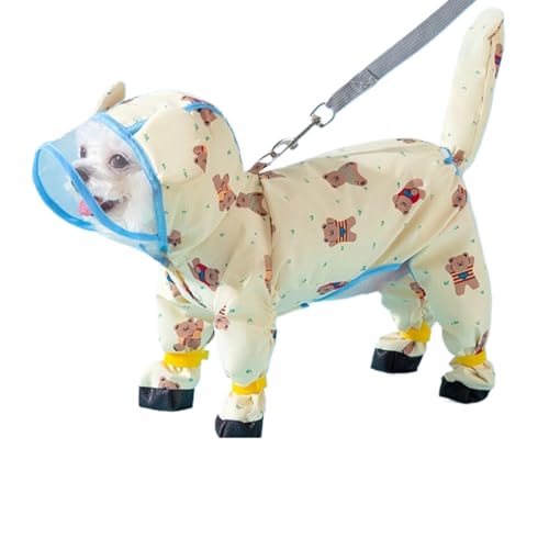 犬 レインコート 犬 カッパ 犬服 ペット 雨具 可愛い ペットレインコート リード穴あり フード付き 着脱簡単 梅雨対策 通気 防雪 防水 防塵 汚れ防止 風よけ寒さ対策 耐久性 快適 軽量 携帯便利 散歩 小中型犬 L