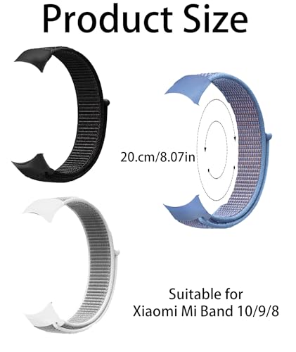 Image of 3 Pcs for Mi Band 8 /9 /10 Strap, Replacement Bands for Mi Band 8 /9, Breathable and Adjustable Watch Straps, Comfortable for Gift, Workouts and Daily Use, Blue Black White