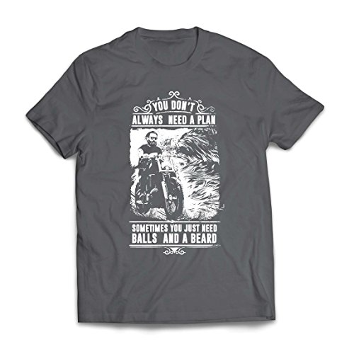 lepni.me Camisetas Hombre Usted no Siempre Necesita un Plan - Motocicleta, Amor para Viajar, Gran Regalo para el Motorista (X-Large Grafito Multicolor)