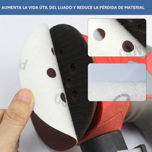 Miniatura 3 de Feihu 50 Piezas Discos Para Lijas 125mm,Lija Circular Con 8 Agujeros Para Lijadora Excéntrica Y Lijadora Orbital Grano 600