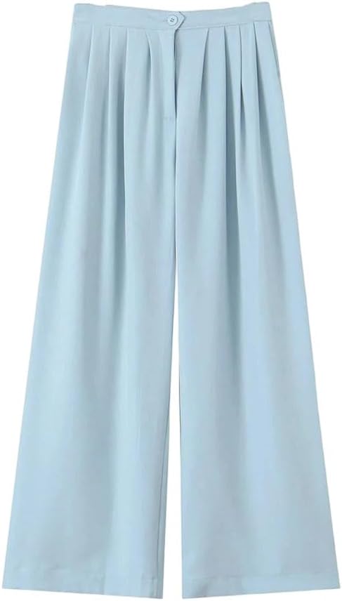 Women's Solid Color Casual Pleated High Waist Pants